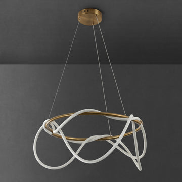 Lisette 25" Contemporary Minimalist 360 Adjustable Silicone Neon Rope Dimmable Integrated LED Chandelier - JONATHAN Y